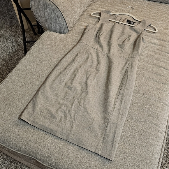 Banana Republic Virgin Wool Taupe Suiting Sheath Office Casual Dress 6 Stretch - Picture 3 of 7